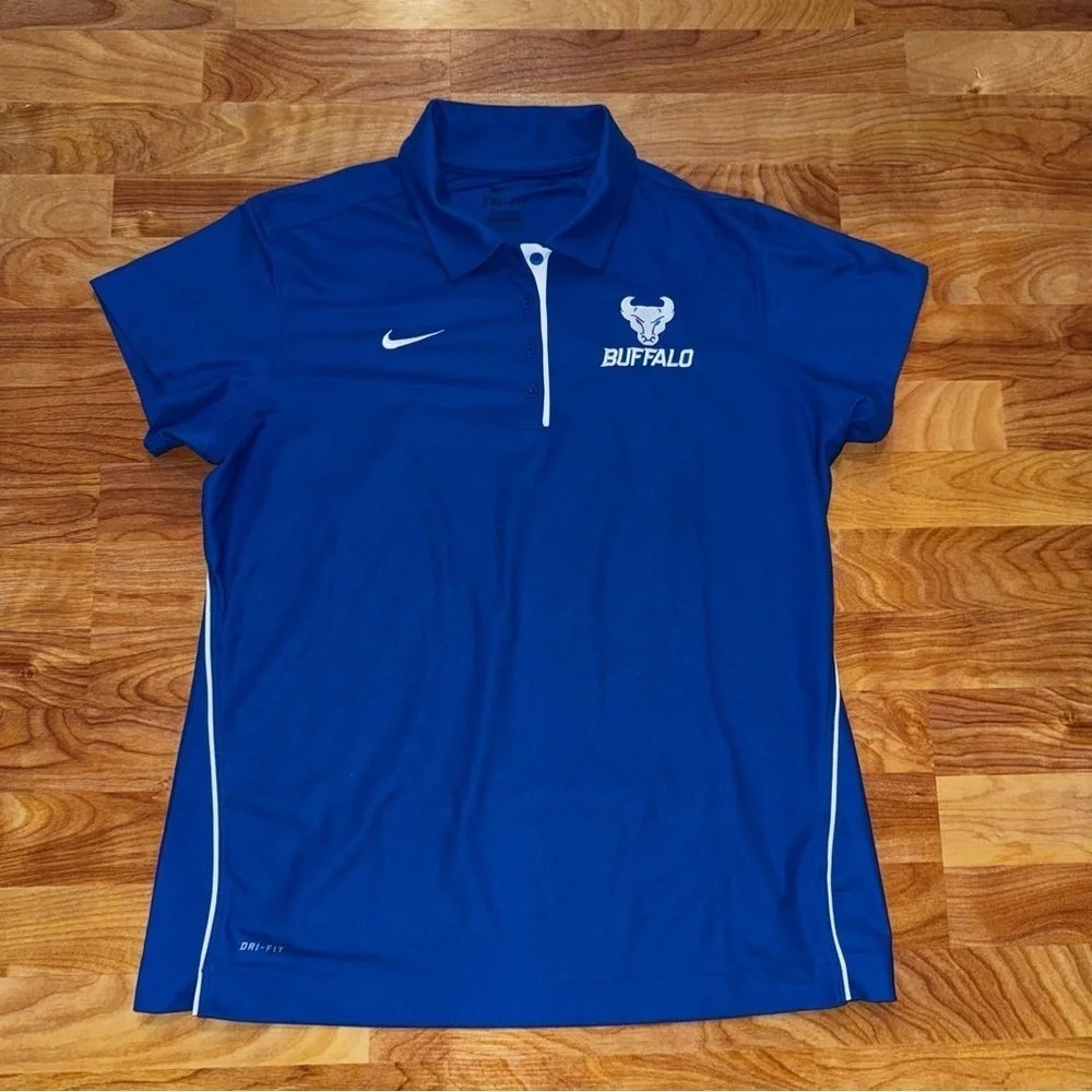 Rare Style Women’s NIKE DRI-FIT Authentic UB/BUFFALO BULLS Blue POLO/Golf SHIRT